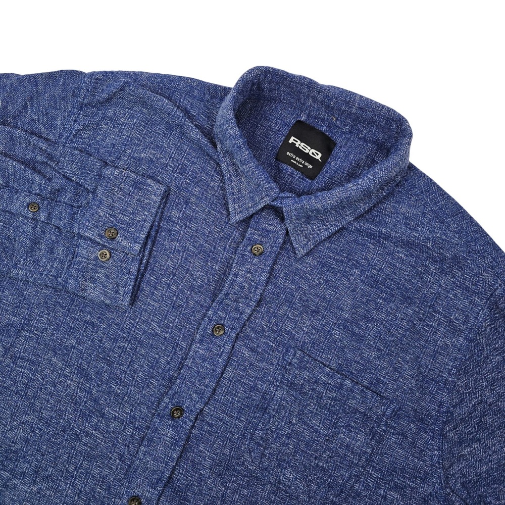 RSQ Mens Extra Large Button Down Shirt Blue Cotton Long Sleeve LS Tillys Recycle